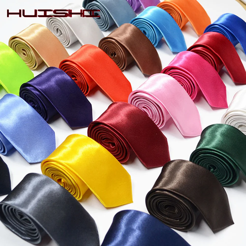 HUISHI 남성용 넥타이 38 단색 슬림 넥타이 폴리 에스테르 좁은 넥타이 레드 블루 공식 파티 넥타이 패션 데일리 셔츠 액세서리