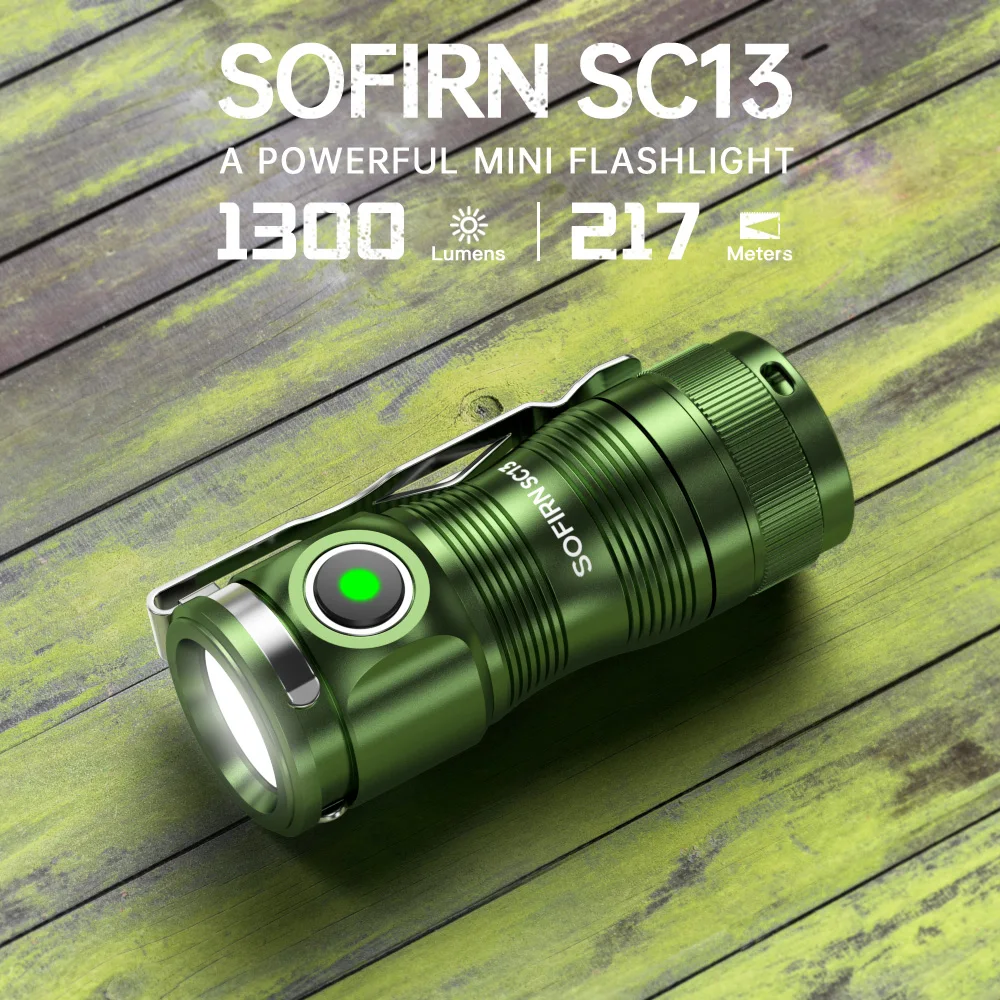 Sofirn 미니 SC13 SST40 LED 1300lm 전술 18350 충전식 손전등 6000K 키체인 라이트(자석 포함)
