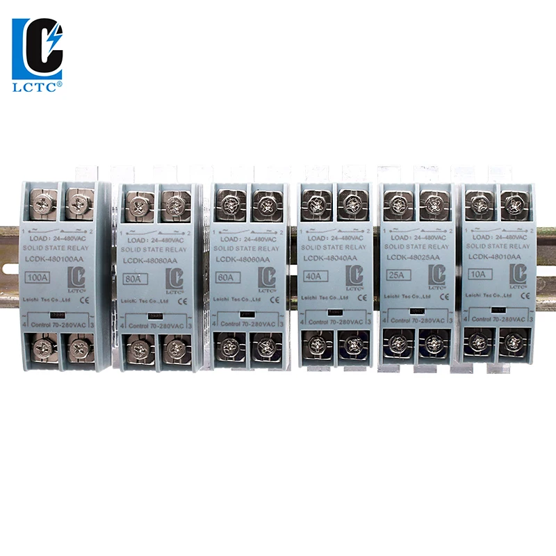 SSR 솔리드 스테이트 릴레이 DIN 레일 릴레이(방열판 포함) 10A 25A 40A 60A 80A 100A 120A DC - AC DC - DC AC - AC 단상 제어