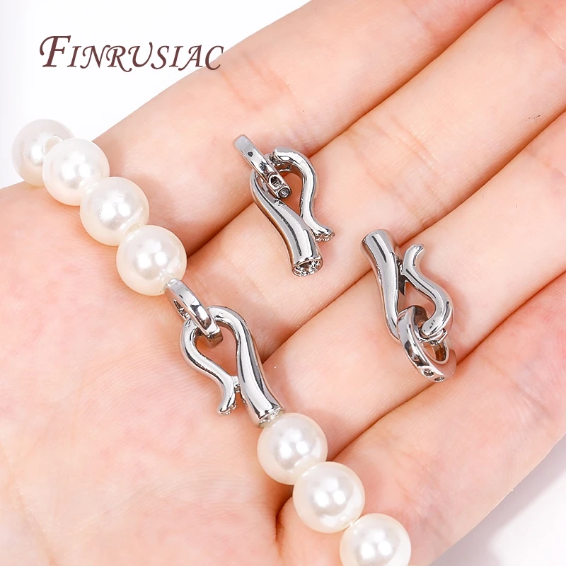 진주 팔찌 목걸이 만들기위한 18K 골드 도금 커넥터 걸쇠, 비즈 엔드 캡 패스너 걸쇠 DIY 수제 보석 결과