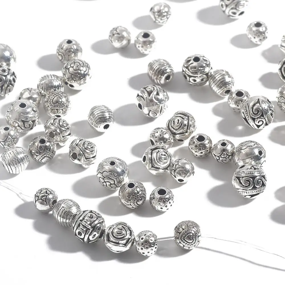 10-50pcs 골동품 실버 도금 느슨한 스페이서 Rondelle 비즈 쥬얼리 만들기 빈티지 팔찌 비즈 매력 수제 용품