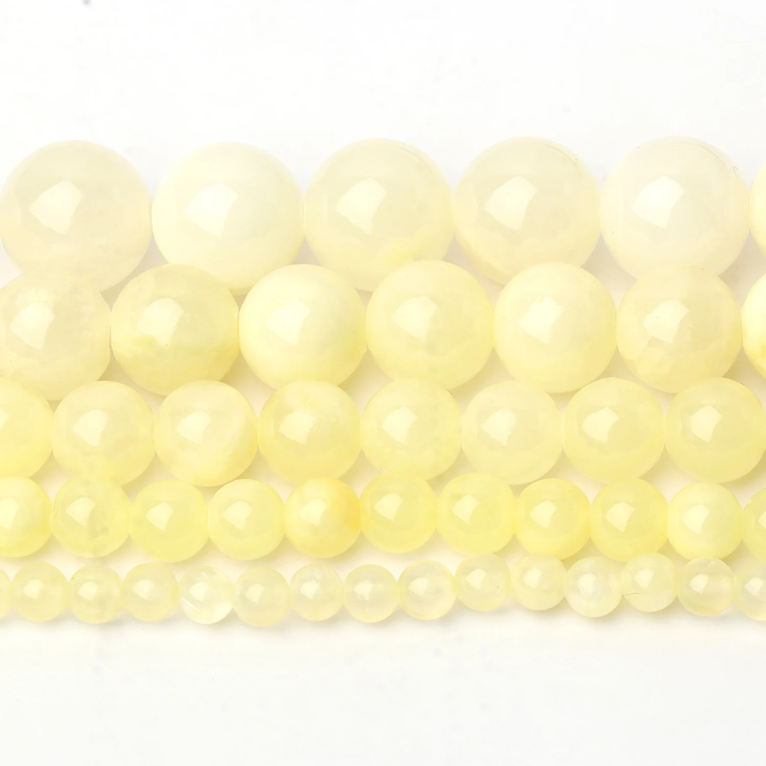 주얼리 제작용 천연석 옥 라운드 루즈 비즈, AA 라이트 옐로우 옥세도니 비즈, DIY 참 팔찌, 15 인치, 4mm, 6mm, 8mm, 10mm, 12mm