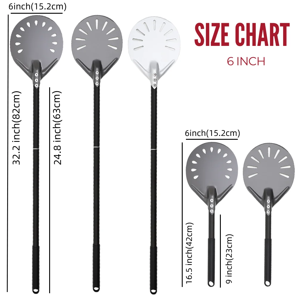 6 & 12 13 14 인치 알루미늄 피자 껍질 빵 패들 피자 오븐 터닝 껍질 하드 알루마이트 피자 베이킹 주방 도구 주걱