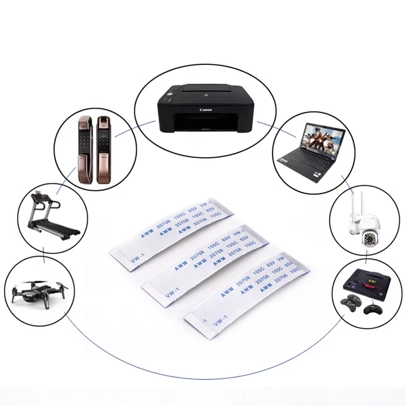 10PCS FPC FFC 리본 유연한 플랫 케이블 4/6/8/10/12/14/16/18/20/24/30/34/40/50/60P 핀 피치 0.5MM 1.0MM A 형 와이어 길이