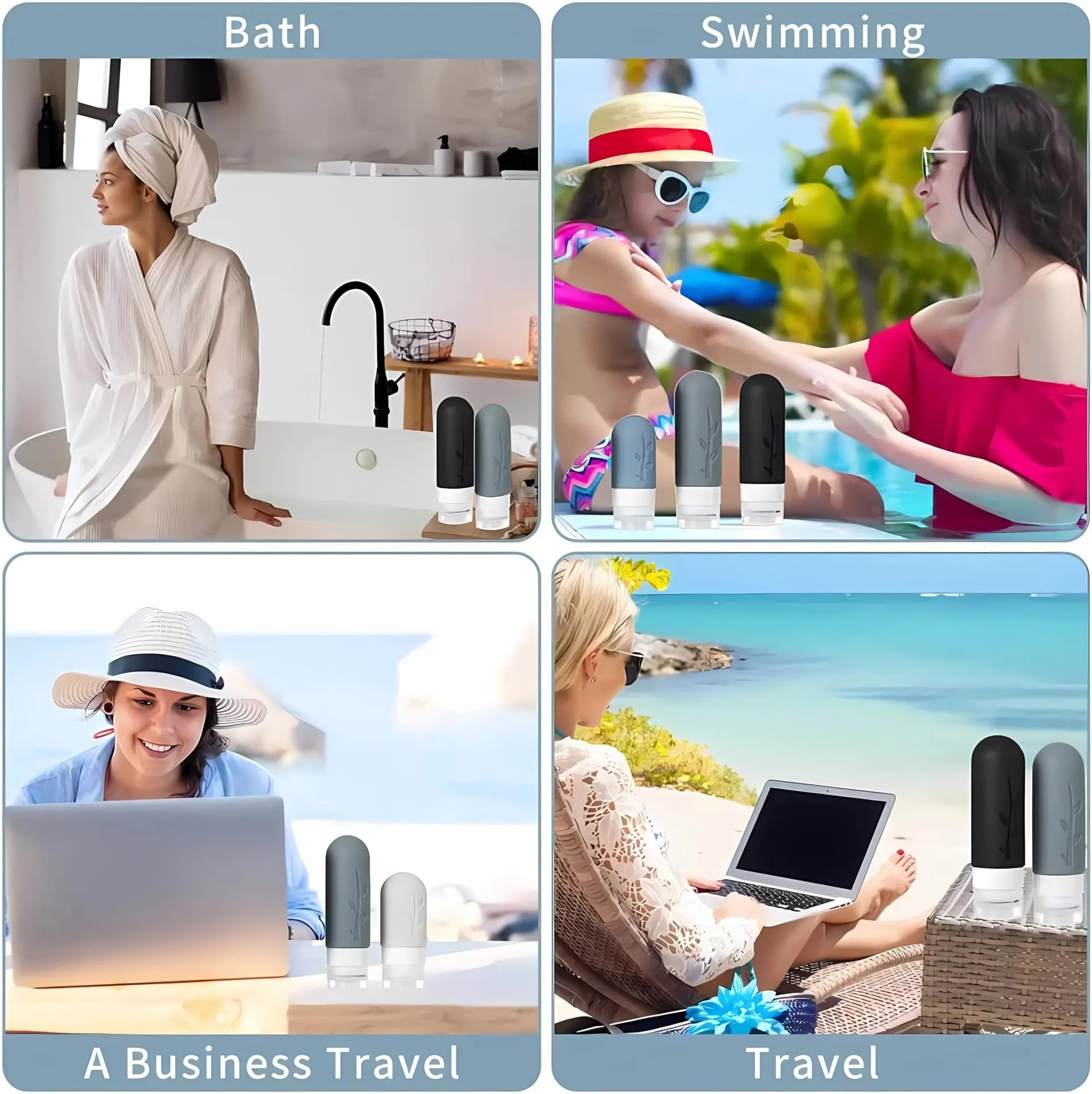 17pcs/4pcs 여행 병 세트 누출 방지 용기 휴대용 리필 형 세면 용품 샴푸 컨디셔너 로션 액체 빈 병