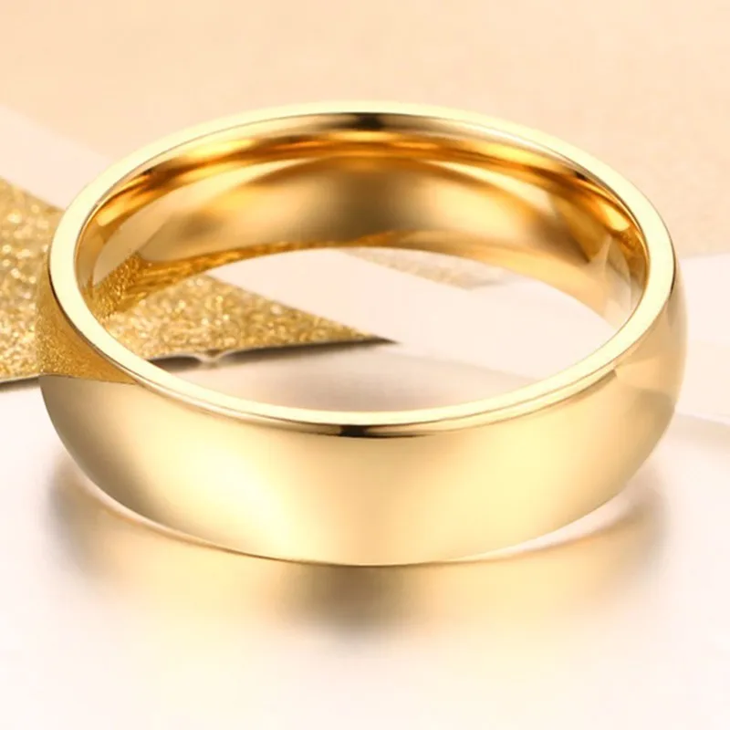골드 컬러 웨딩 밴드 약혼 스테인레스 스틸 반지 여성용 남성용 미국 사이즈 4 5 6 7 8 9 10 11 12 13 14 15 무료 배송