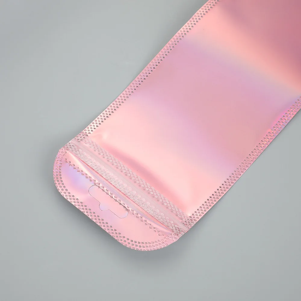 50pcs 긴 홀로그램 포장 가방 파티 네일 속눈썹 호의 음식 저장 보석 디스플레이 공급에 대 한 지 플락 레이저 인감 주머니