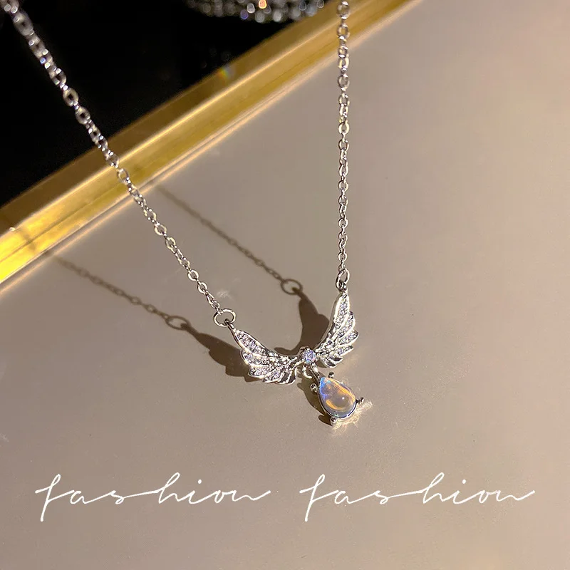 여성을위한 Y2K 크리스탈 보우 천사 날개 하트 펜던트 목걸이 달콤한 멋진 소녀 쇄골 체인 유행 미적 보석 액세서리