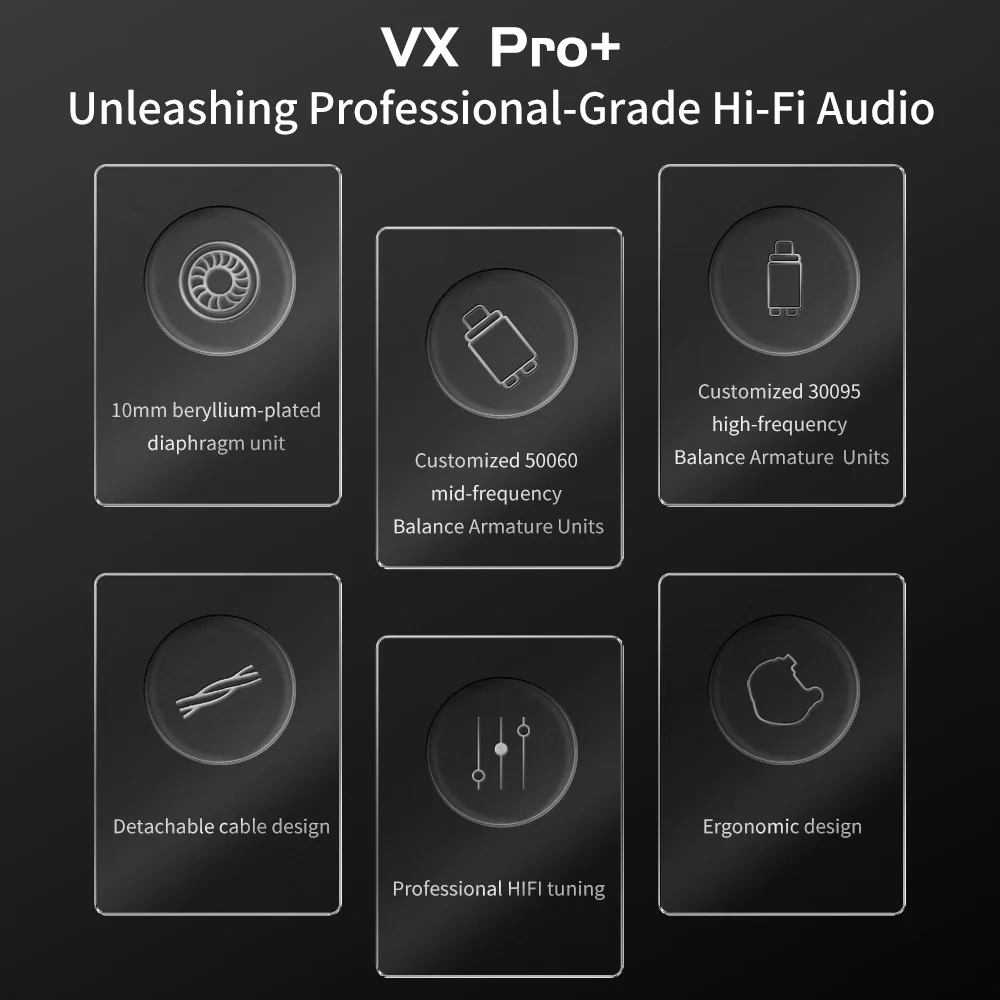 새로운 VX Pro + 8BA + 1DD 하이브리드 이어폰 IEM 기술 HIFI 모니터 러닝 헤드폰 이어 플러그 헤드셋