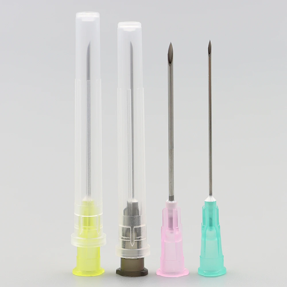50pcs 투명 캡, 접착제 도구, 개별 포장 주사기 액세서리가있는 뾰족한 주입 바늘 디스펜스 바늘