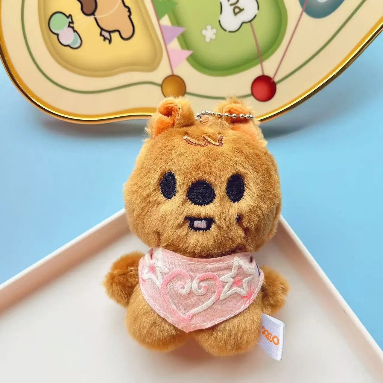 SKZOO 플러시 키 체인 길 잃은 아이 플러시 장난감 물 스카프 콩 눈 리 Longfu 키 체인 펜던트 어린이 크리 에이 티브 장난감