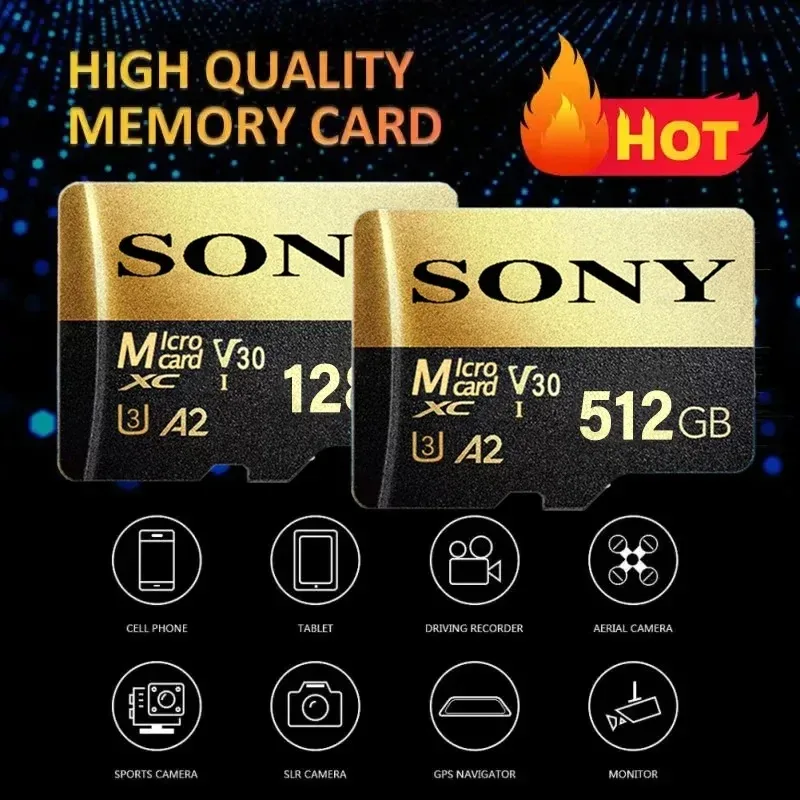 소니 SD 메모리 카드 고속 마이크로 TF SD 카드 Xiaomi 전화 컴퓨터 용 128GB 1TB 512GB 256GB A2 U3 V30 SD TF 플래시 카드