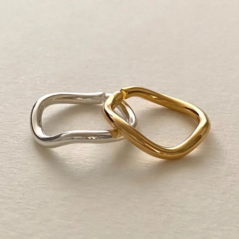 여성을위한 925 스털링 실버 물결 모양의 라인 오픈 반지 숙녀 우아한 럭셔리 쥬얼리 액세서리 도매 보석