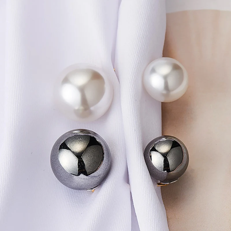 3Pcs 더블 진주 브로치 핀 여성을위한 안티 페이드 절묘한 우아한 브로치 스웨터 카디건 클립 코트 여름 드레스 쥬얼리
