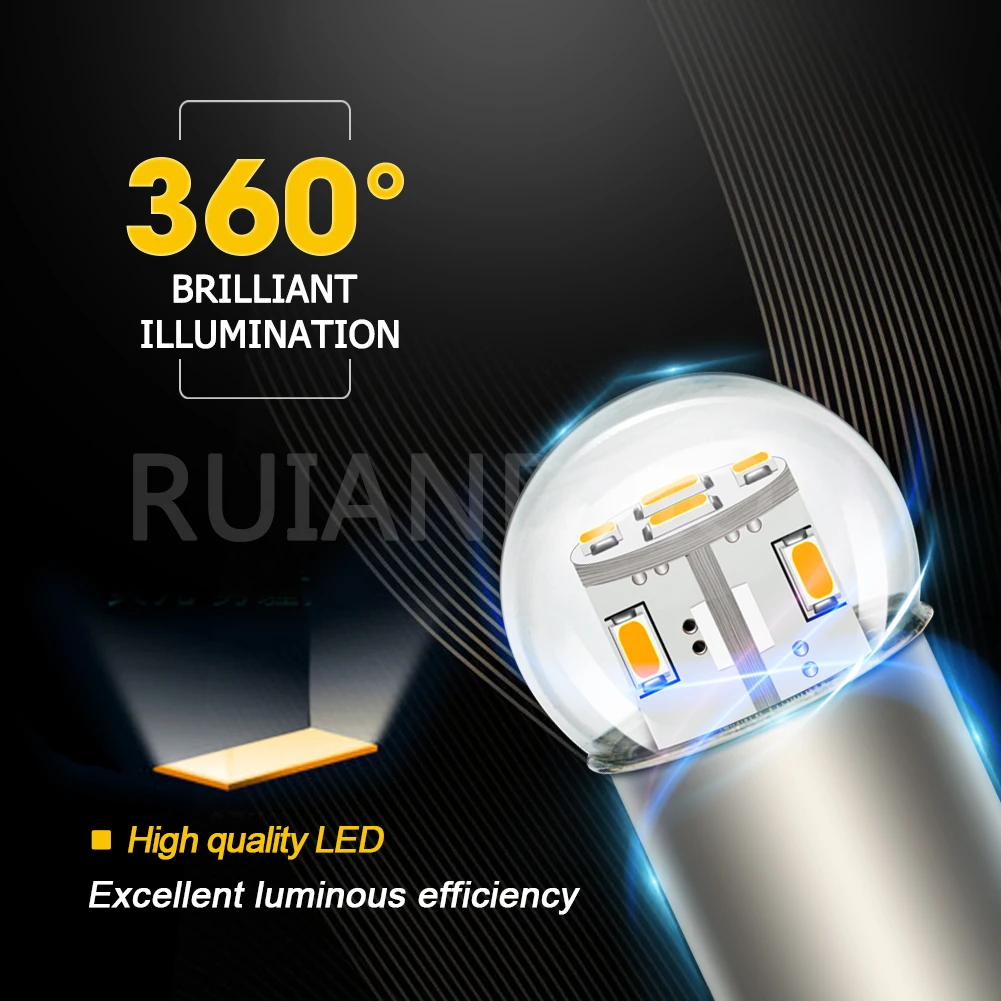 Ruiandsion 2pcs 1156 BA15S P21W LED 1157 BAY15D BA15D LED 오토바이 자동차 방향 지시등 브레이크 라이트 자동 램프 6V 12V 24V 48V 전구