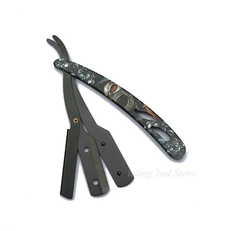 이발소 남성용 면도기 스트레이트 에지 이발사 면도기 칼 수동 수염 면도 및 관리 교체 가능한 블레이드 남성용 면도기 선물