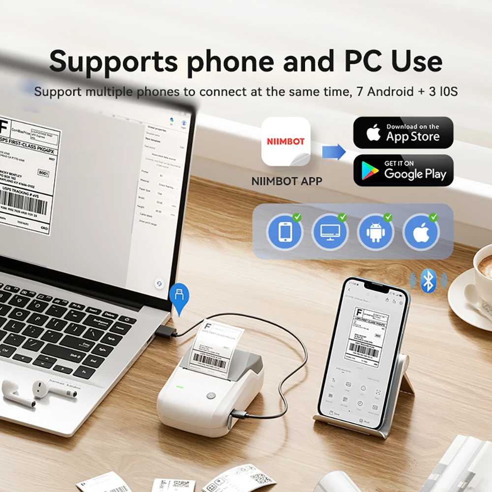 Niimbot B1 열전사 라벨 프린터 무선 자체 접착 포켓 Bluetooth 무잉크 라벨 메이커(비즈니스 가격표 스티커용)