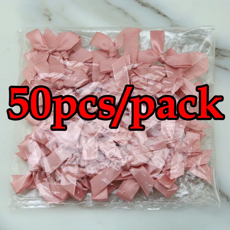 (50 Pcs) 4*4cm 다채로운 리본 활 작은 크기 폴리 에스터 새틴 리본 활 꽃 DIY 공예 장식