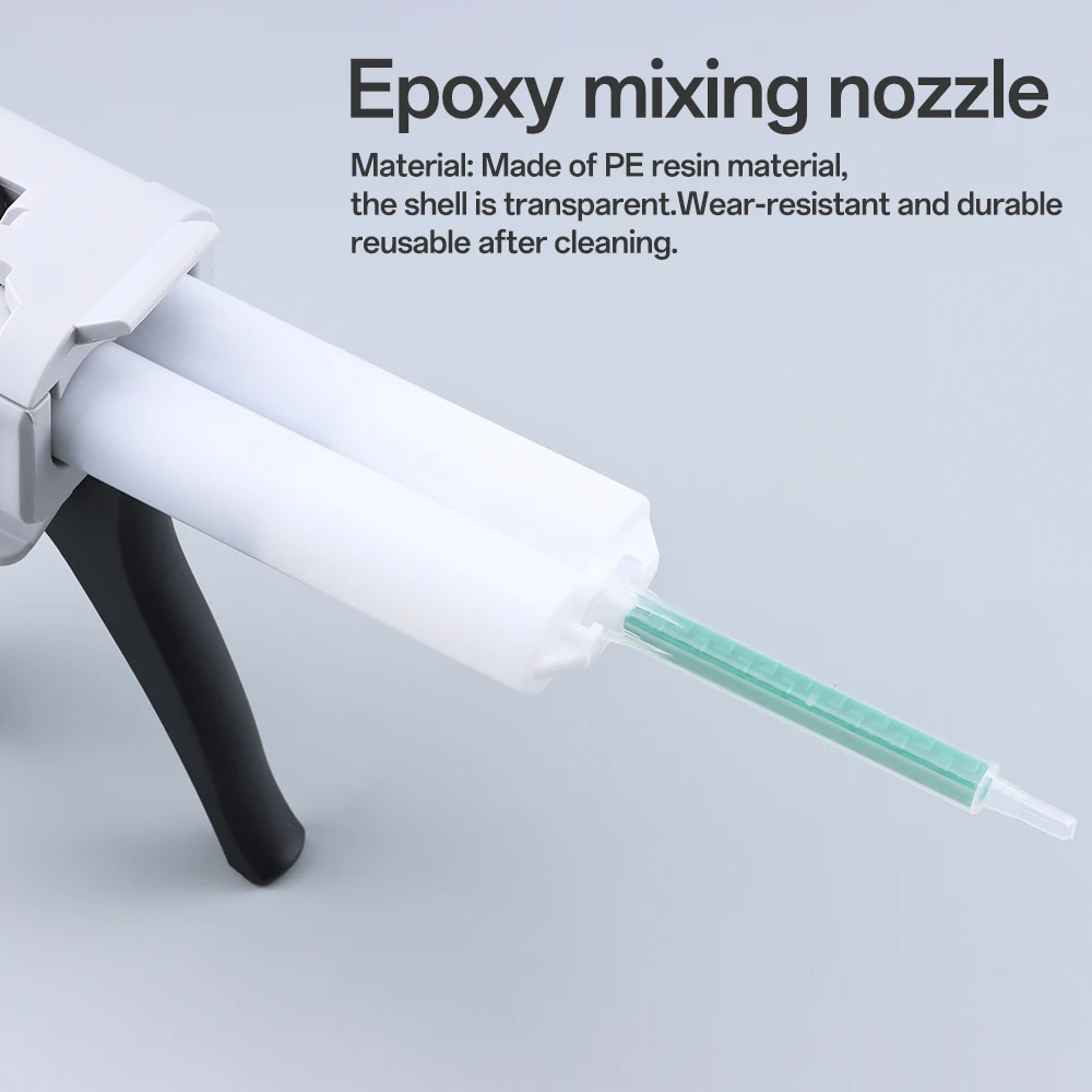 10/20/50/pcs 에폭시 수지 혼합 노즐 AB 접착제 총 용 정적 믹서 접착제 혼합 튜브 주사기 두 구성 요소 액체 믹서