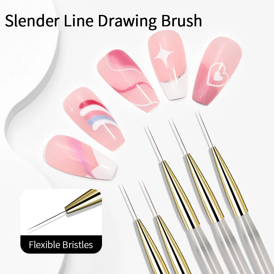 RSNAIL 네일 아트 라이너 브러시, 프랑스 스트라이프 네일 라인 페인팅 펜, 18mm 날씬한 긴 라인 드로잉 브러시, UV 젤 DIY 매니큐어 도구