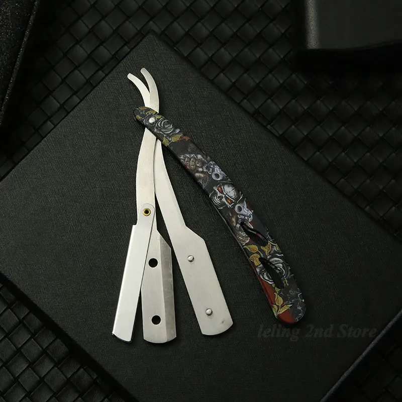 이발소 남성용 면도기 스트레이트 에지 이발사 면도기 칼 수동 수염 면도 및 관리 교체 가능한 블레이드 남성용 면도기 선물