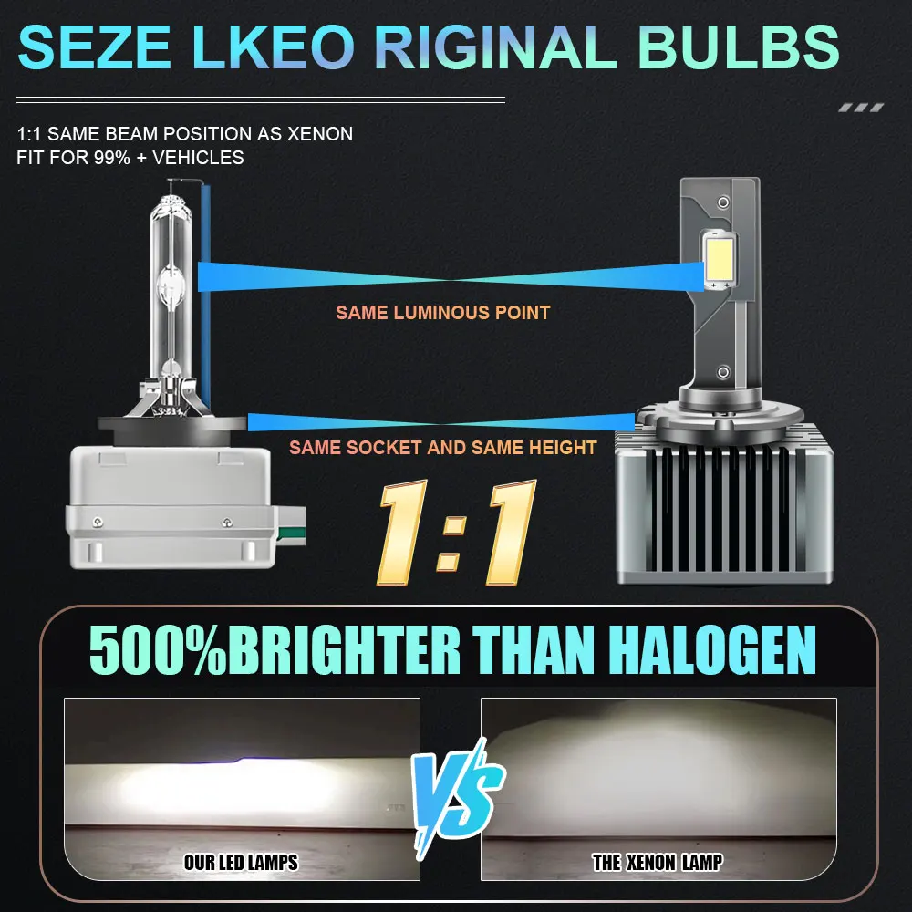 D1S D3S LED CANBUS 헤드라이트 전구 제논 D2S D4S D8S D1R D2R D3R 터보 1200000LM 자동차 라이트 초고휘도 CSP 칩 6000K 자동차 램프