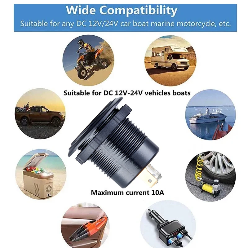 12V/24V usb 소켓 빠른 충전 3 0 USB 콘센트 PD USB-C 및 보트 해양 오토바이 트럭 용 QC3.0 포트 2개