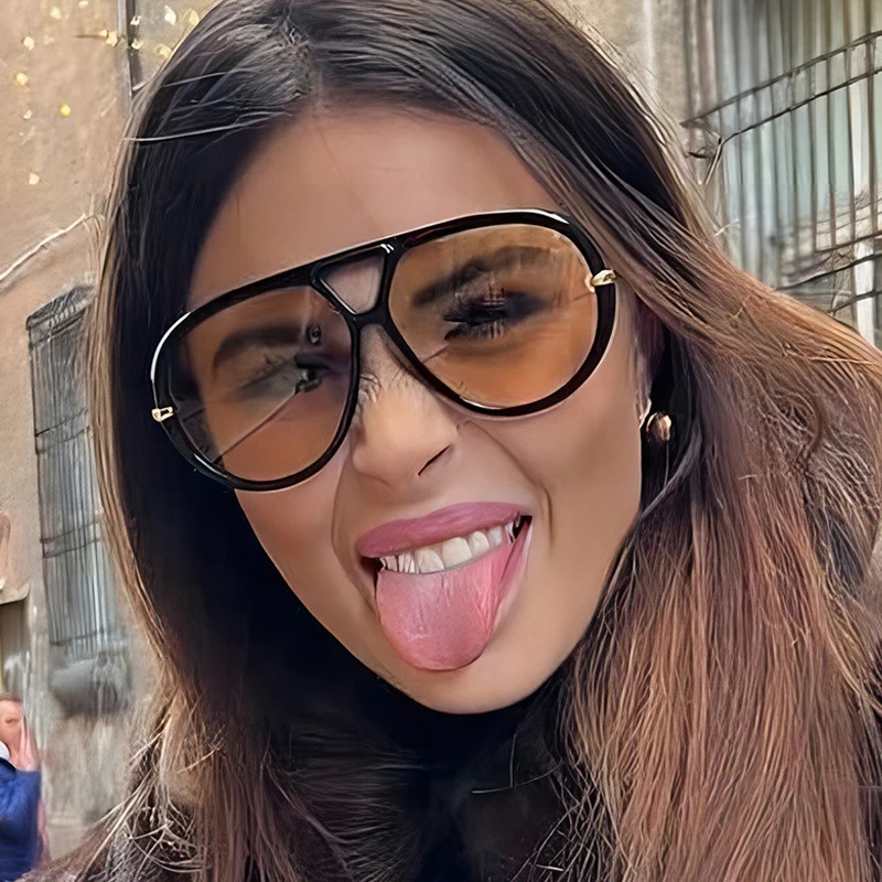 대형 타원형 펑크 파일럿 선글라스 여성 빅 2025 럭셔리 브랜드 빈티지 금속 프레임 선글라스 여성용 UV400 쉴드 안경