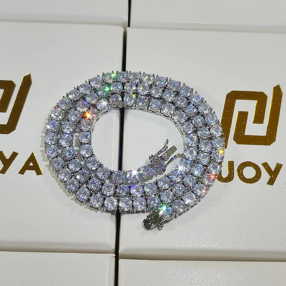 힙합 1 행 Cz 테니스 체인 목걸이 큐빅 지르콘 아이스 아웃 3Mm 4Mm 5Mm 6Mm 18/K 랩퍼 목걸이 드롭 배송 럭셔리 쥬얼리