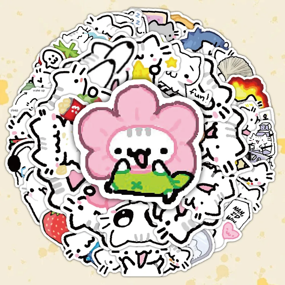 10/30/72PCS 라인 새끼 고양이 일일 낙서 스티커 노트북 전화에 대 한 귀여운 고양이 만화 데 칼 기타 컵 스케이트 보드 방수 스티커