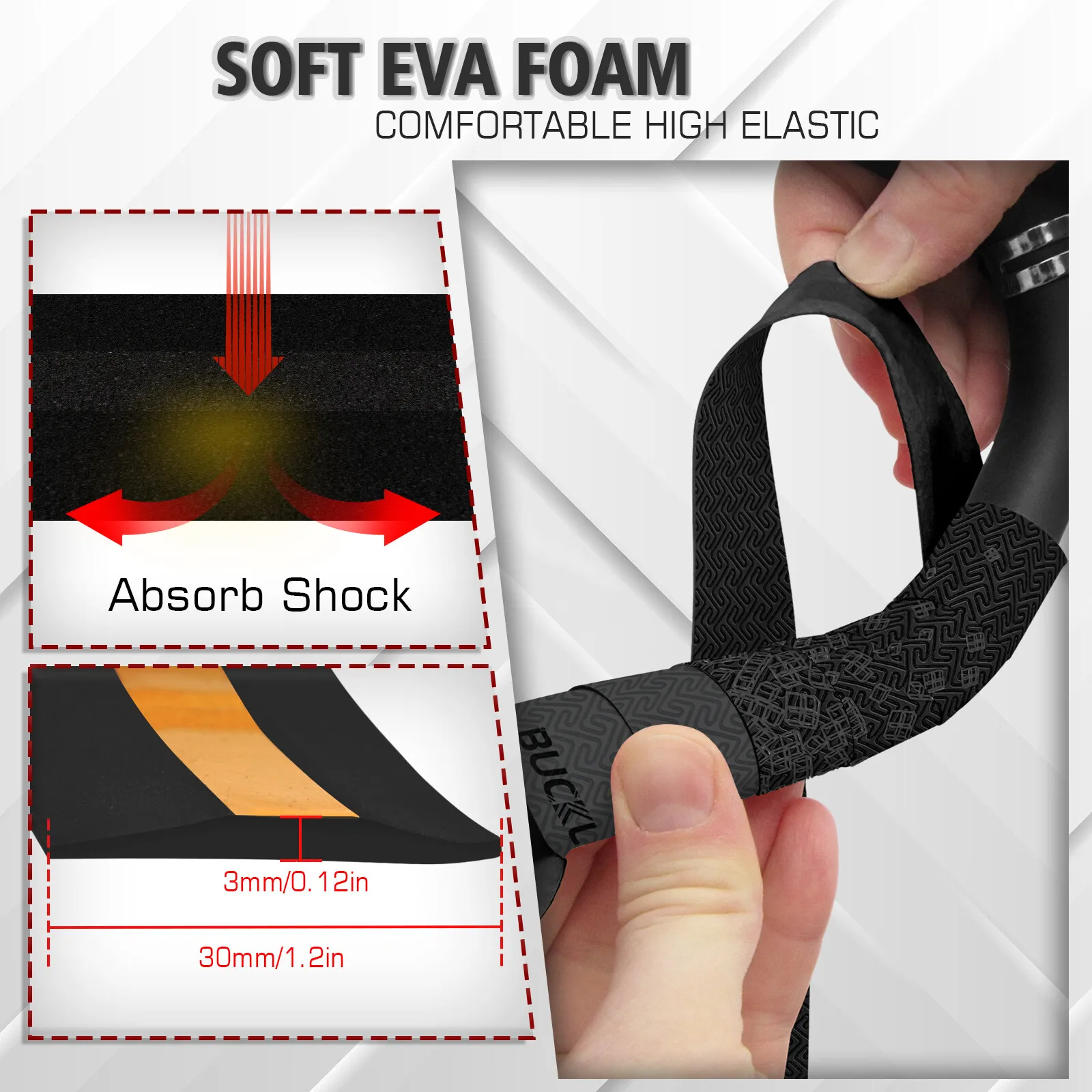 BUCKLOS 자전거 핸들 바 테이프 충격 방지 사이클링 도로 자전거 테이프 미끄럼 방지 레이싱 소프트 PU EVA 핸들 바 벨트 벤트 바 랩