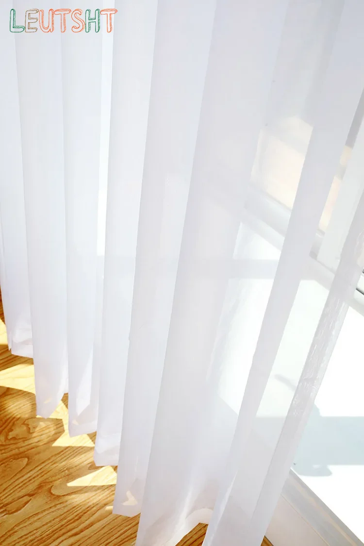 사용자 정의 크기 흰색 얇은 커튼 거실 창 투명 Tulle 커튼 웨딩 커튼 홈 장식