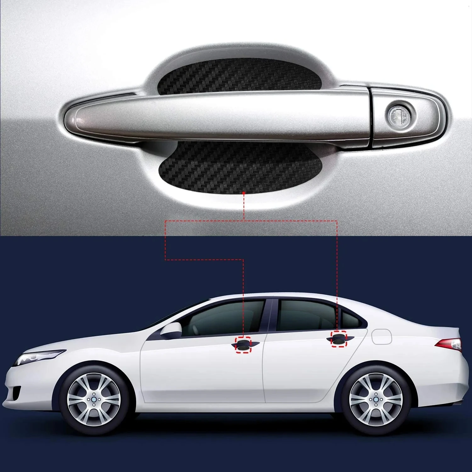 4 개/대 자동차 도어 스티커 탄소 섬유 흠집 방지 커버 자동 핸들 보호 필름 외부 스타일링 액세서리