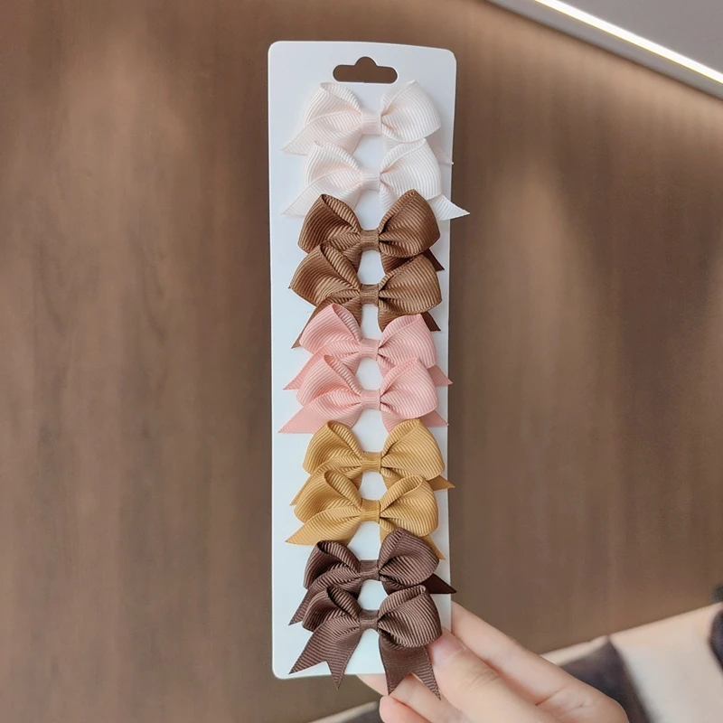 10 개/대 귀여운 소녀를위한 솔리드 BB 헤어 클립 리본 Bowknots 부티크 바레트 헤어핀 모자를 쓰고 있죠 헤어 액세서리 선물
