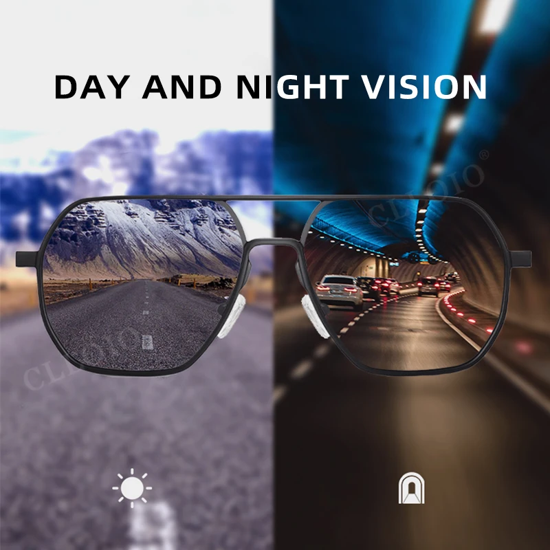 CLLOIO 남성 및 여성용 알루미늄 광변색 편광 선글라스, 카멜레온 눈부심 방지 운전 선글라스, 새로운 패션