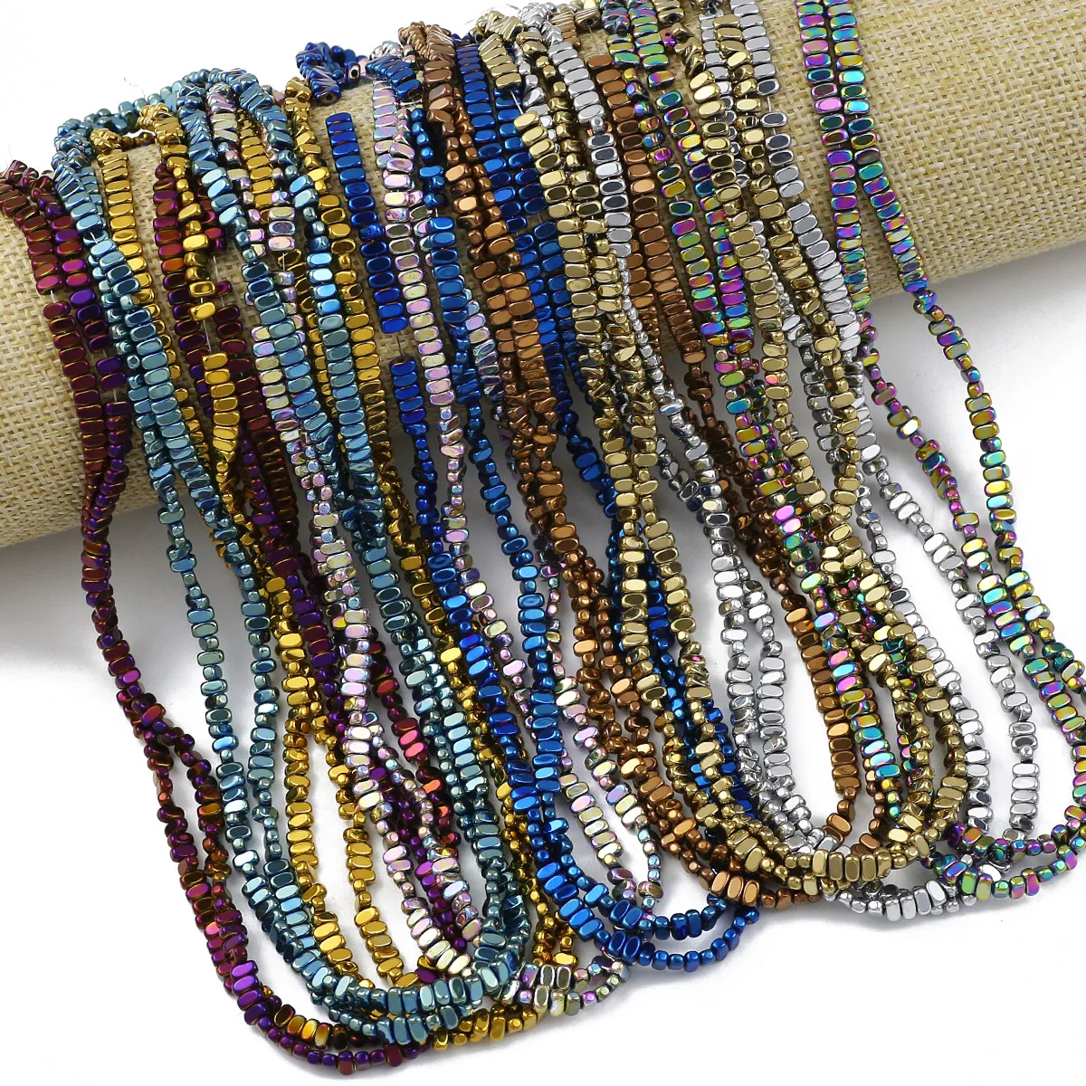 천연 적철광 스톤 사각형 스페이서 느슨한 비즈, 주얼리 제작용, DIY 팔찌 목걸이 귀걸이 액세서리, 4x2mm, 180 개