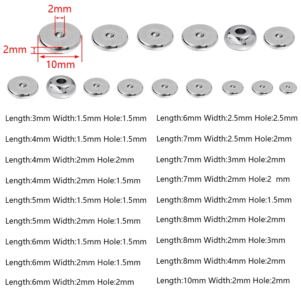 20/50pcs 스테인레스 스틸 매력 스페이서 비즈 쥬얼리에 대 한 플랫 라운드 휠 느슨한 구슬 DIY 팔찌 찾기 액세서리 만들기