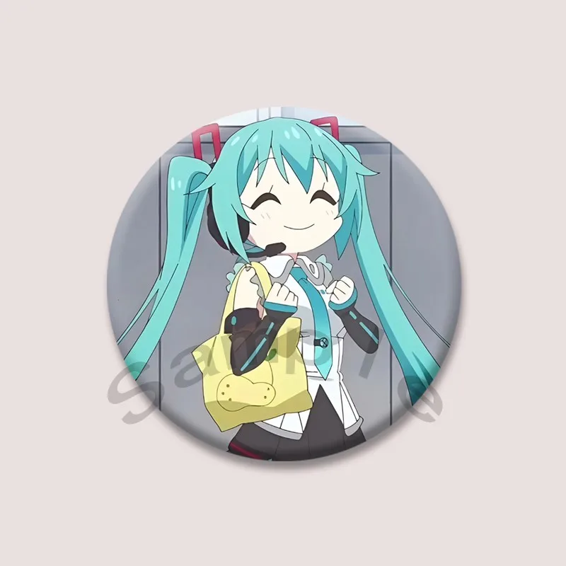 Kawaii 가상 가수 Mik 둥근 모양 배지 스냅인 만화 브로치 애니메이션 프로젝트 Sekai 옷깃 핀 가방 액세서리 어린이를위한 선물