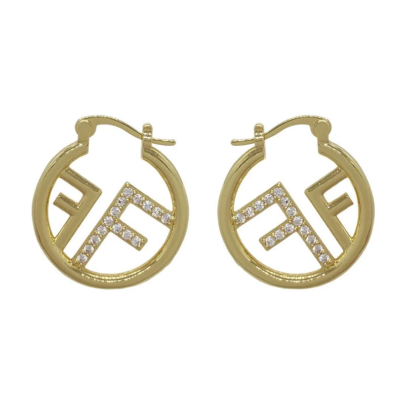 2025 새로운 문자 F 하이 엔드 귀걸이, 가벼운 럭셔리 틈새 디자인 기질 맞춤 귀걸이, 보석 귀 버클 선물