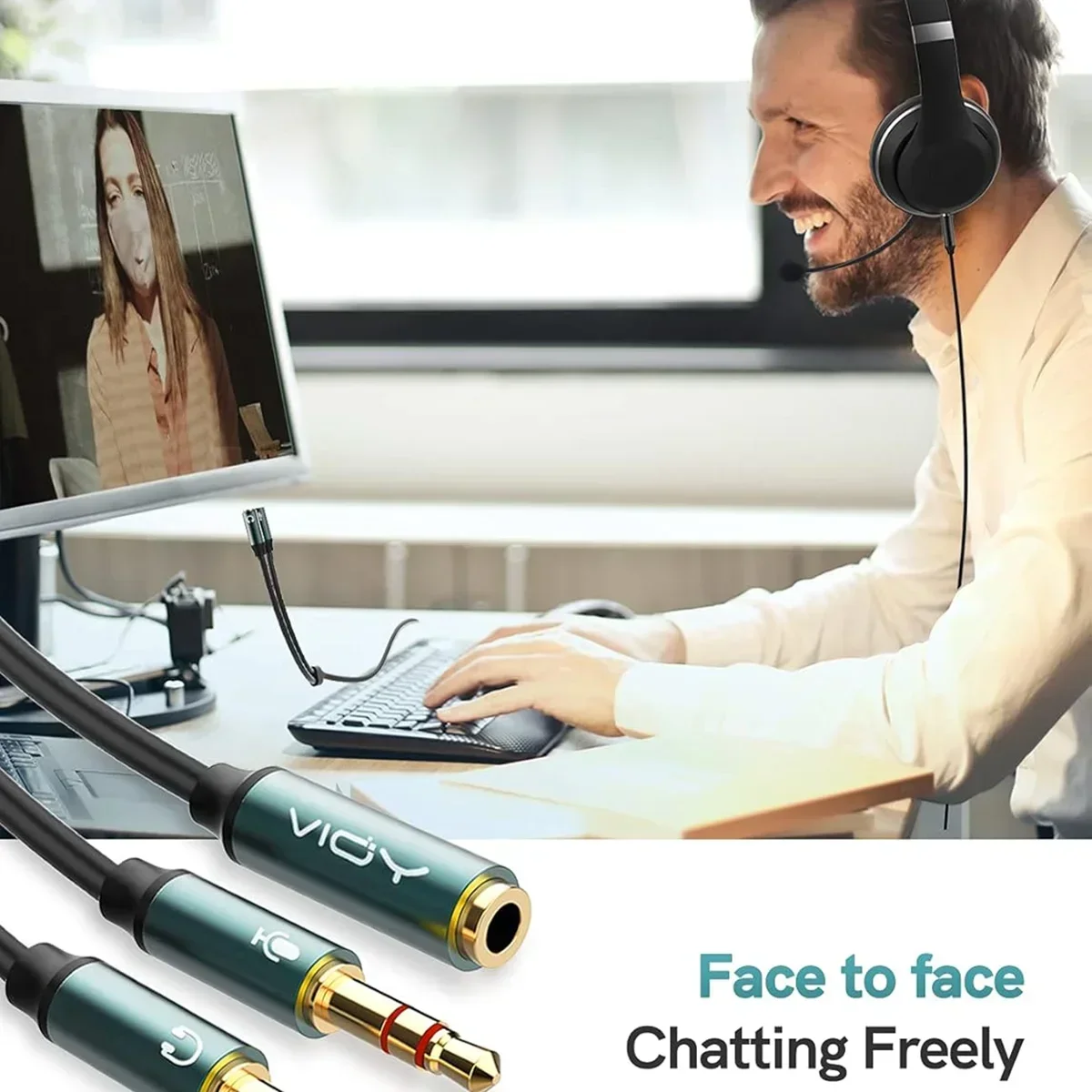 컴퓨터 잭용 헤드폰 분배기 3.5mm 여성 TRRS-2 남성 TRS 오디오 어댑터 케이블 게임용 헤드셋 PC 전화 노트북 등