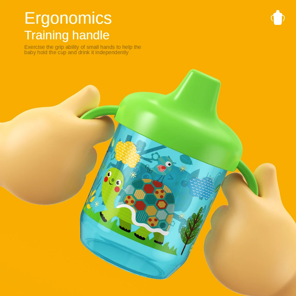 귀여운 Duckbill 컵 아기 학습 마시는 컵 더블 핸들 플립 뚜껑 BPA 무료 누출 방지 유아 물 컵 뚜껑이있는 병