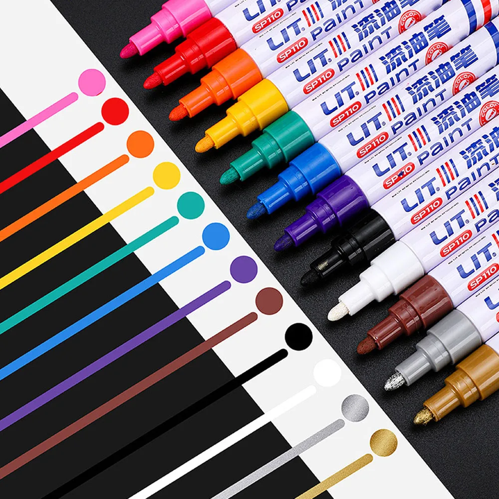 자동차 페인트 수리 펜 자동 스크래치 터치 업 펜 채우기 리무버 차량 고무 타이어 CD 자동차 스타일링을위한 금속 영구 페인트 마커