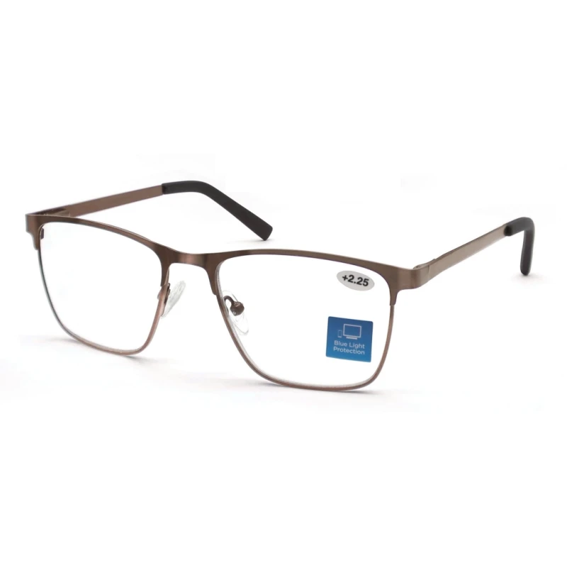 Modfans 남성용 푸른 빛 독서 안경 금속 프레임 잡지 독자 돋보기 노안 렌즈 안경 디옵터 +0.75 ~ 4.0
