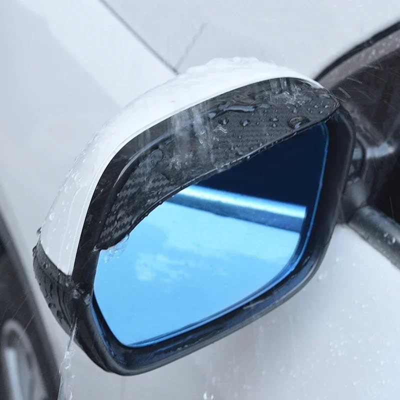 2Pcs 탄소 섬유 자동차 백미러 비 방패 눈썹 유연한 자동차 백미러 비 방패 수호자 눈썹 비 커버
