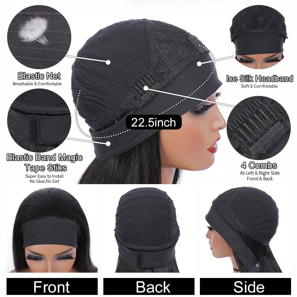 머리띠 가발 인간의 머리카락 바디 웨이브 가발 180% 밀도 레미 인간의 머리 가발 흑인 여성을위한 브라질 착용 가발 준비