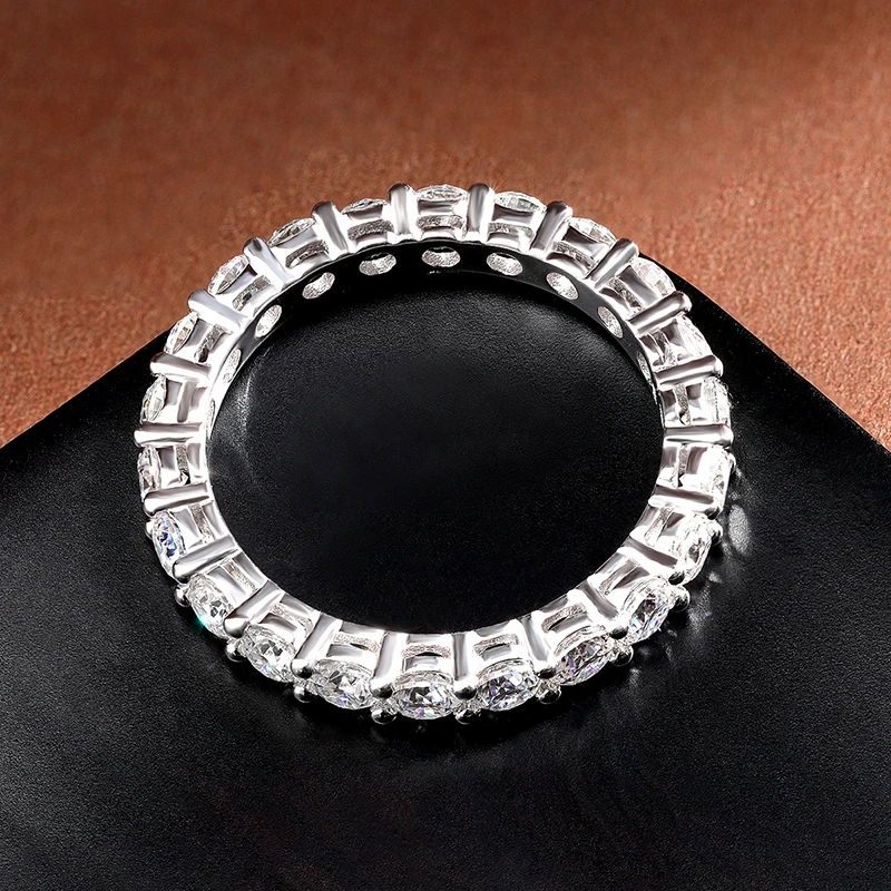 KNOBSPIN 3mm 라운드 Moissanite 반지 18K 화이트 골드 도금 925 스털링 실버 고급 보석 웨딩 약혼 반지 여성 남성을위한