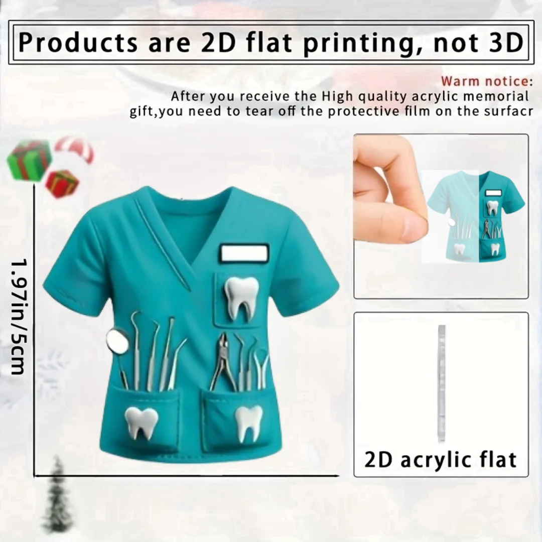 세련된 치과 의사 의상 펜던트 키 체인, 의사 테마 2D 평면 아크릴 장식 매력, 자동차, 가방, 축제, 선물 장식 매달려