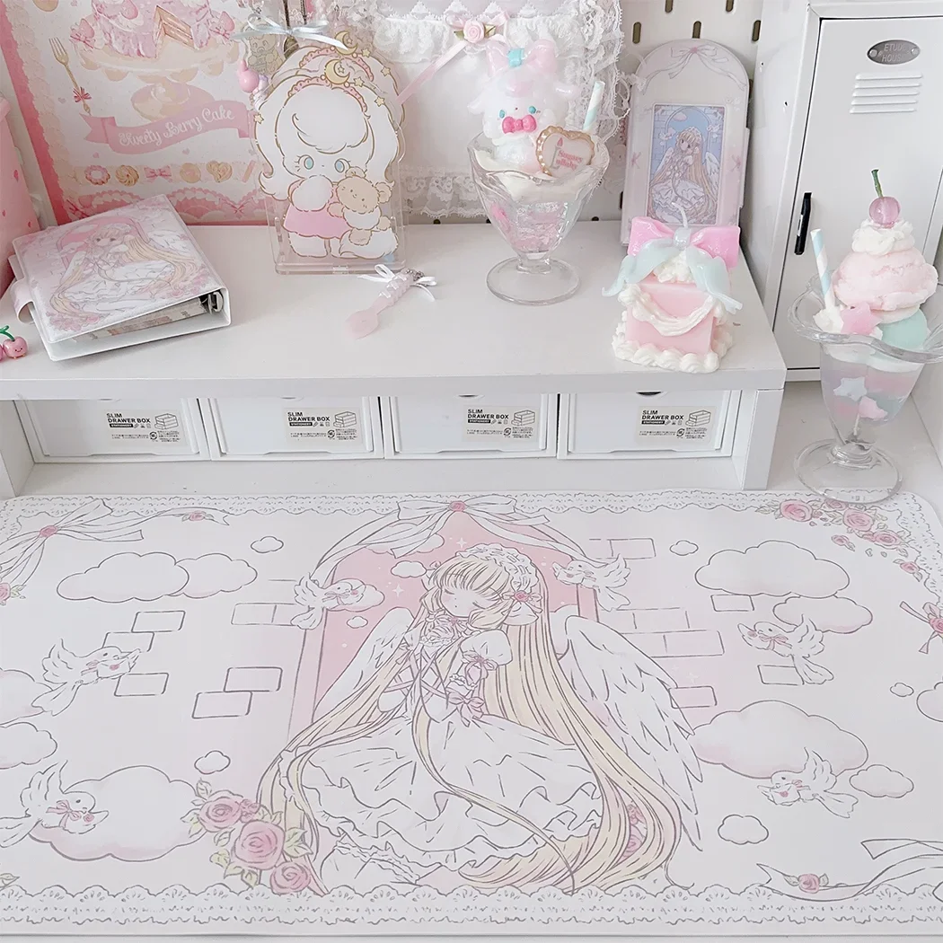 Ins 스타일 원래 디자인 소녀 마우스 패드 방수 안티 슬립 학생 기숙사 식탁 매트 귀여운 사무실 연구 키보드 패드