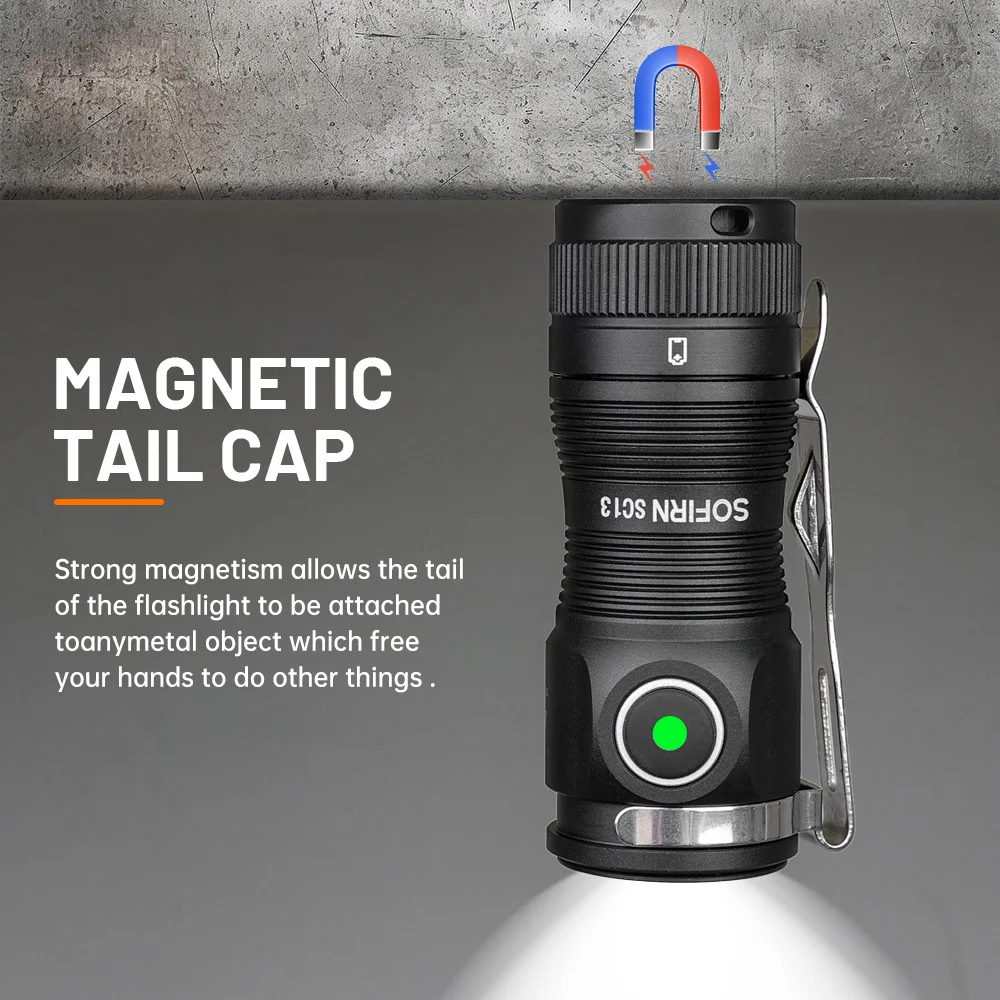 Sofirn SC13 SST40 6000K LED 1300lm 미니 전술 18350 손전등 519A 5000K 키 체인 비상 토치 강력한 램프
