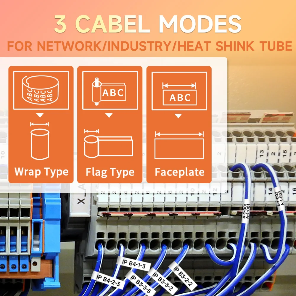 E1000 PRO 휴대용 프린터 라벨 메이커 Tze-231 라벨 프린터 테이프 키보드 심볼 산업용 프린터 열수축 튜브와 호환